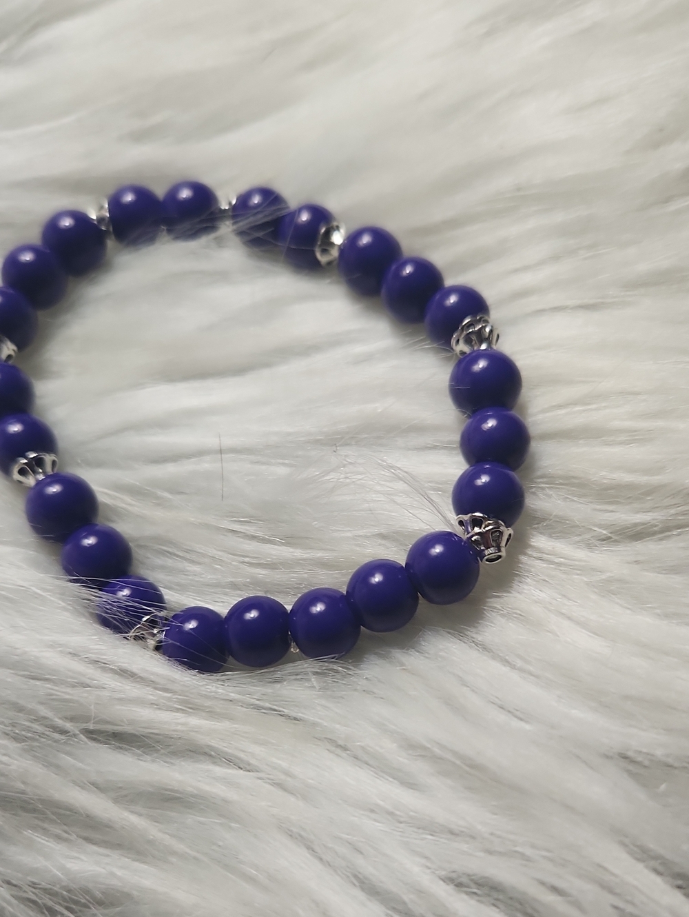 Purple Beaded Stretch Bracelet - Women Jewelry